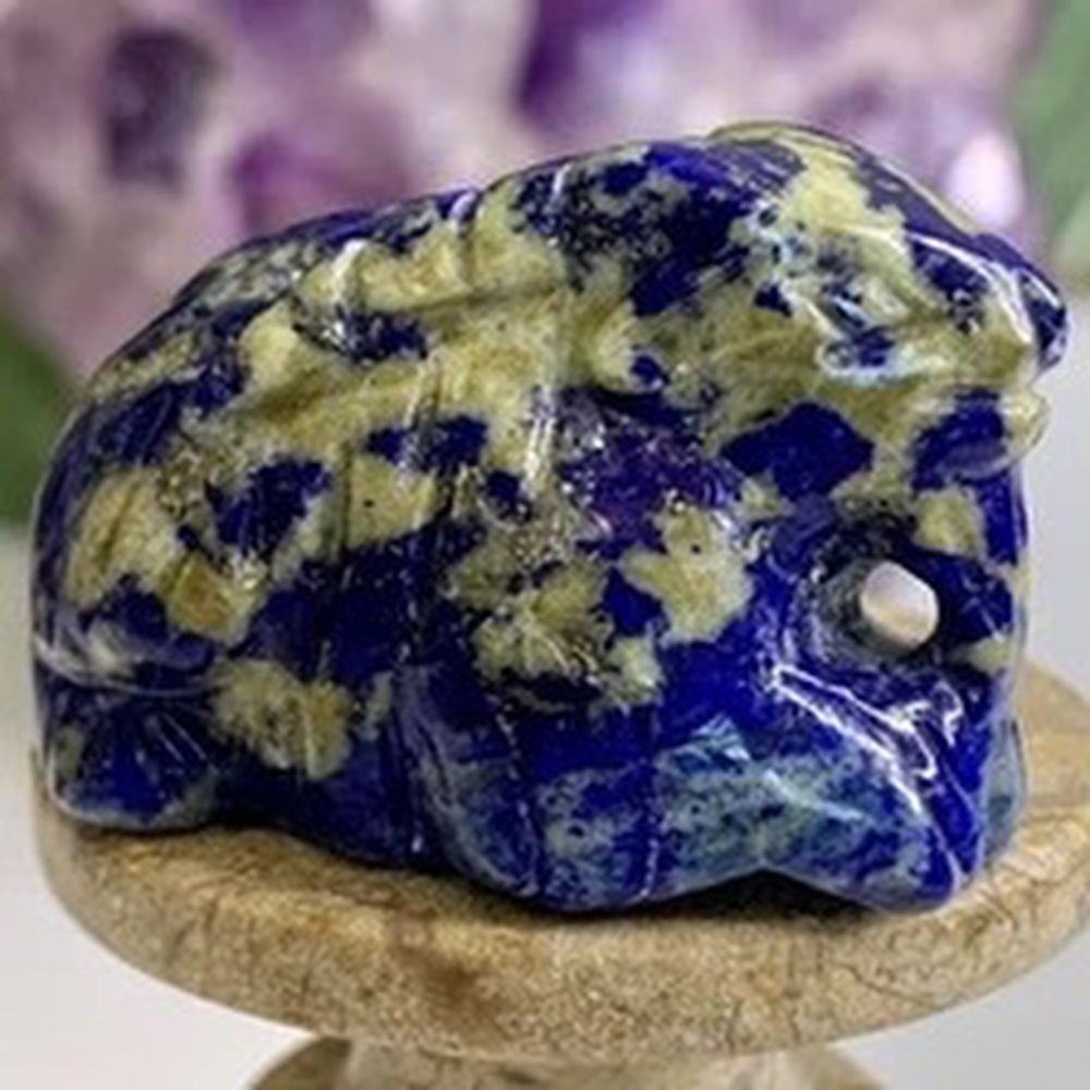 Antique Chinese Lapis Lazuli Carved Stone Ram Carving Animal Figurine Pendant